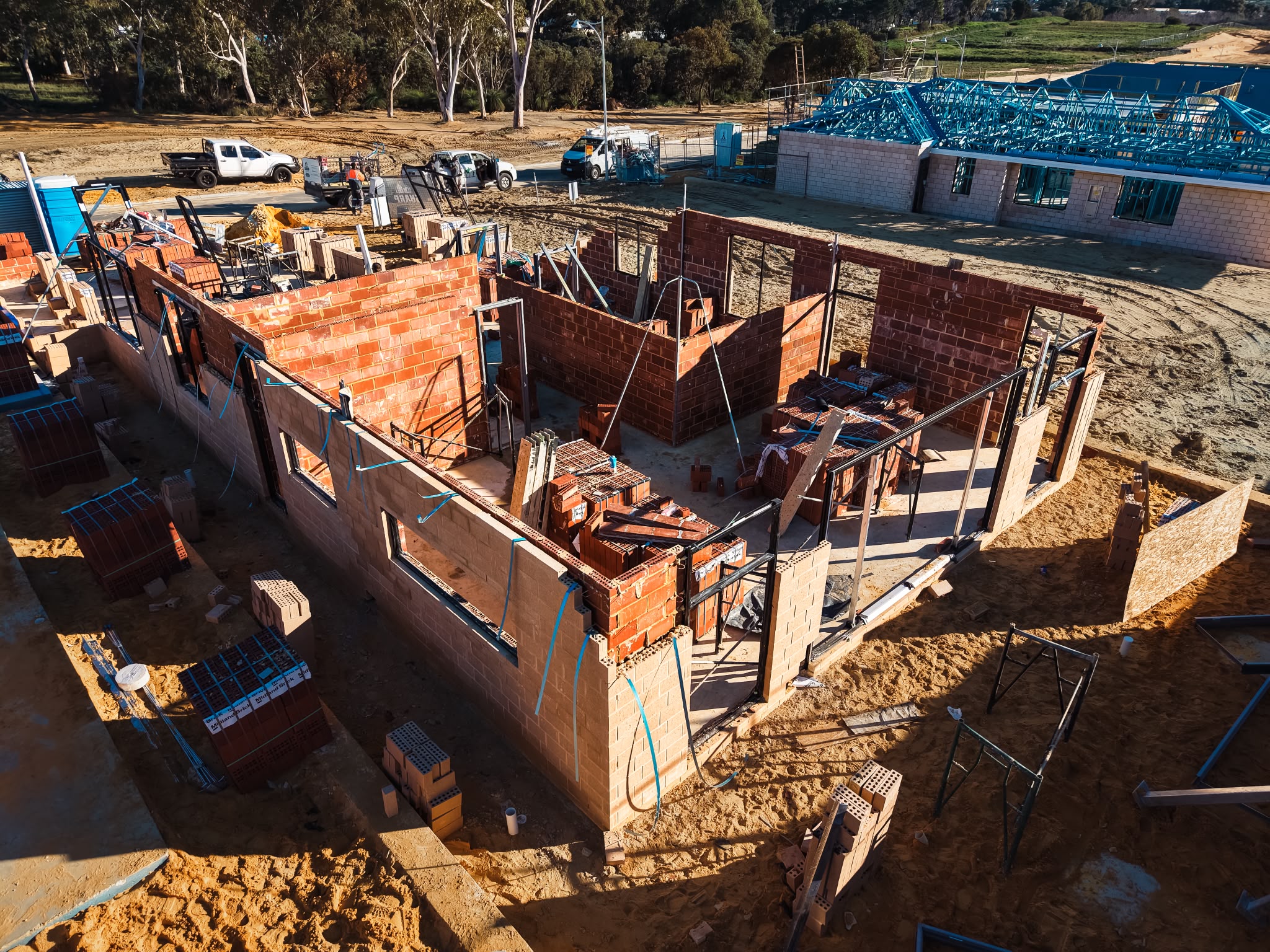 Hammond Park private build aerial red brickwork progress photo 1
